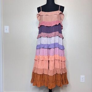 Anthropologie Storia Tiered Ombre Purple‎ Dress Size S